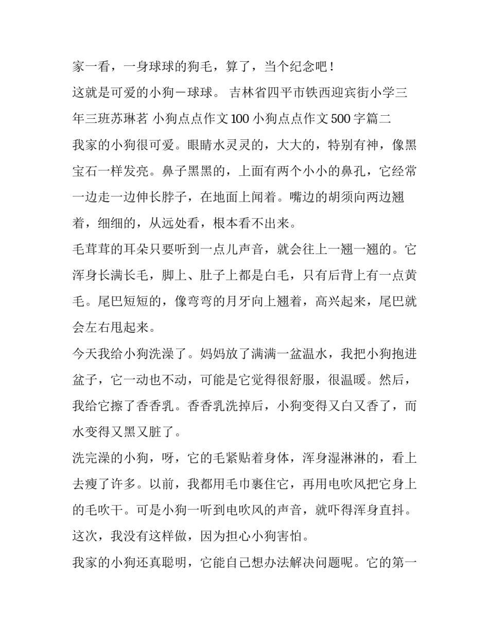 小狗点点作文100 小狗点点作文500字(4篇)_第3页