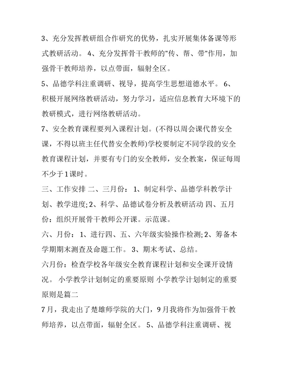 小学教学计划制定的重要原则 小学教学计划制定的重要原则是(十七篇)_第2页