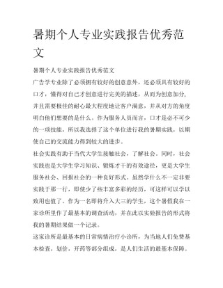 暑期个人专业实践报告优秀范文