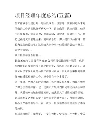 项目经理年度总结(五篇)