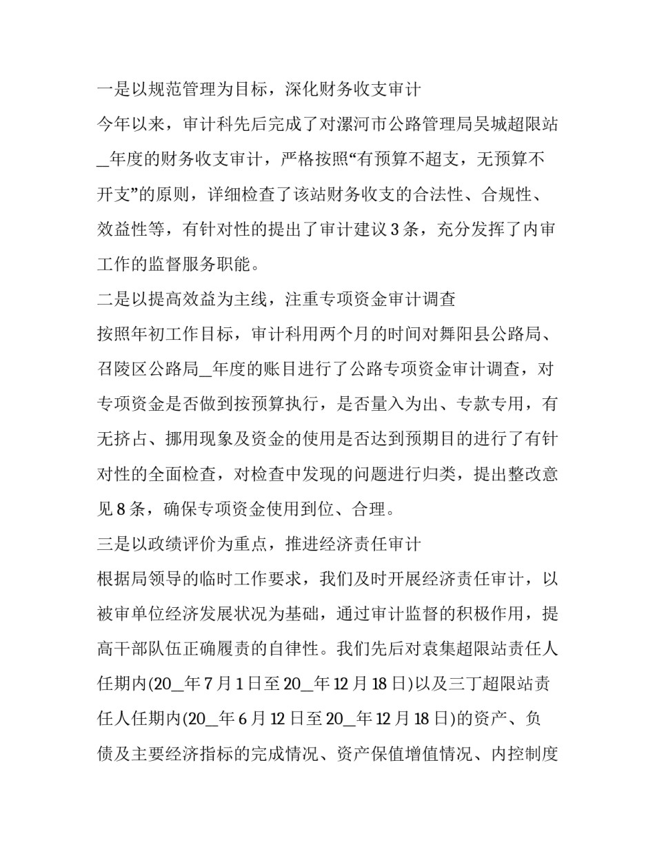 个人的审计工作总结 个人审计工作总结及下一年工作计划(二十篇)_第2页