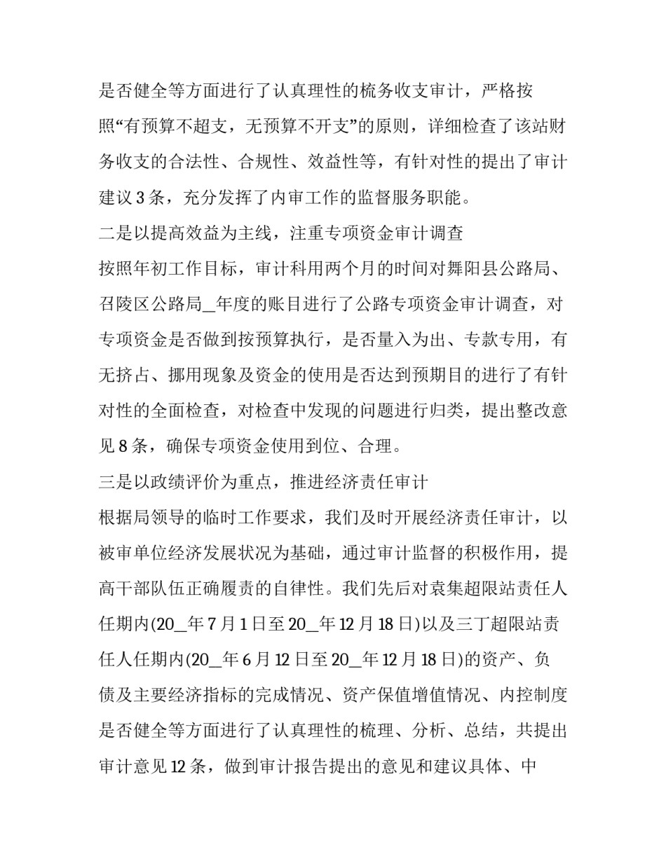 个人的审计工作总结 个人审计工作总结及下一年工作计划(二十篇)_第3页