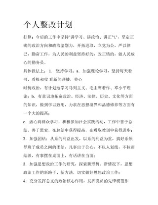 个人整改计划