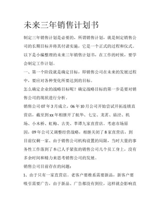 未来三年销售计划书