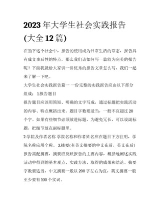 2023年大学生社会实践报告(大全12篇)