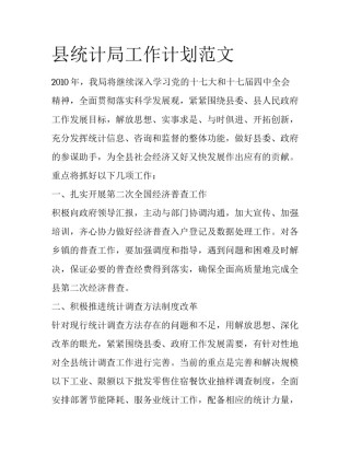 县统计局工作计划范文