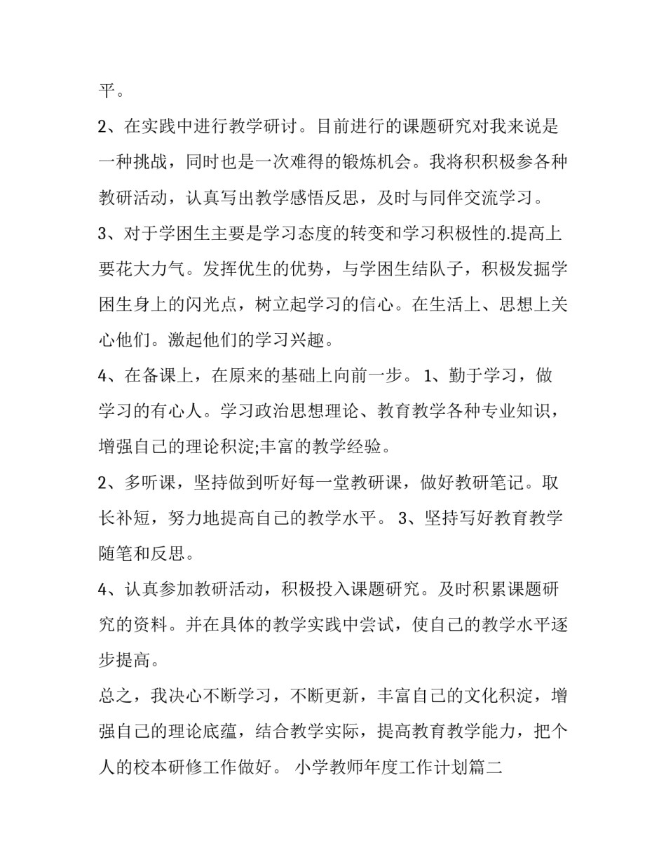 小学教师年度工作计划(十三篇)_第2页