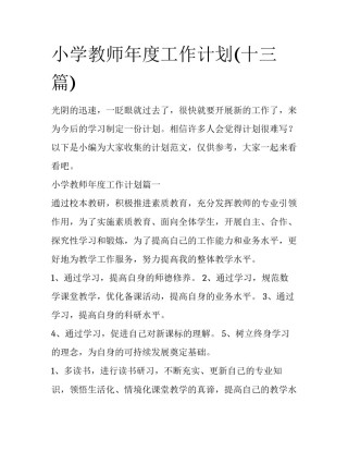 小学教师年度工作计划(十三篇)