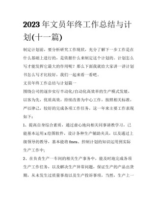 2023年文员年终工作总结与计划(十一篇)