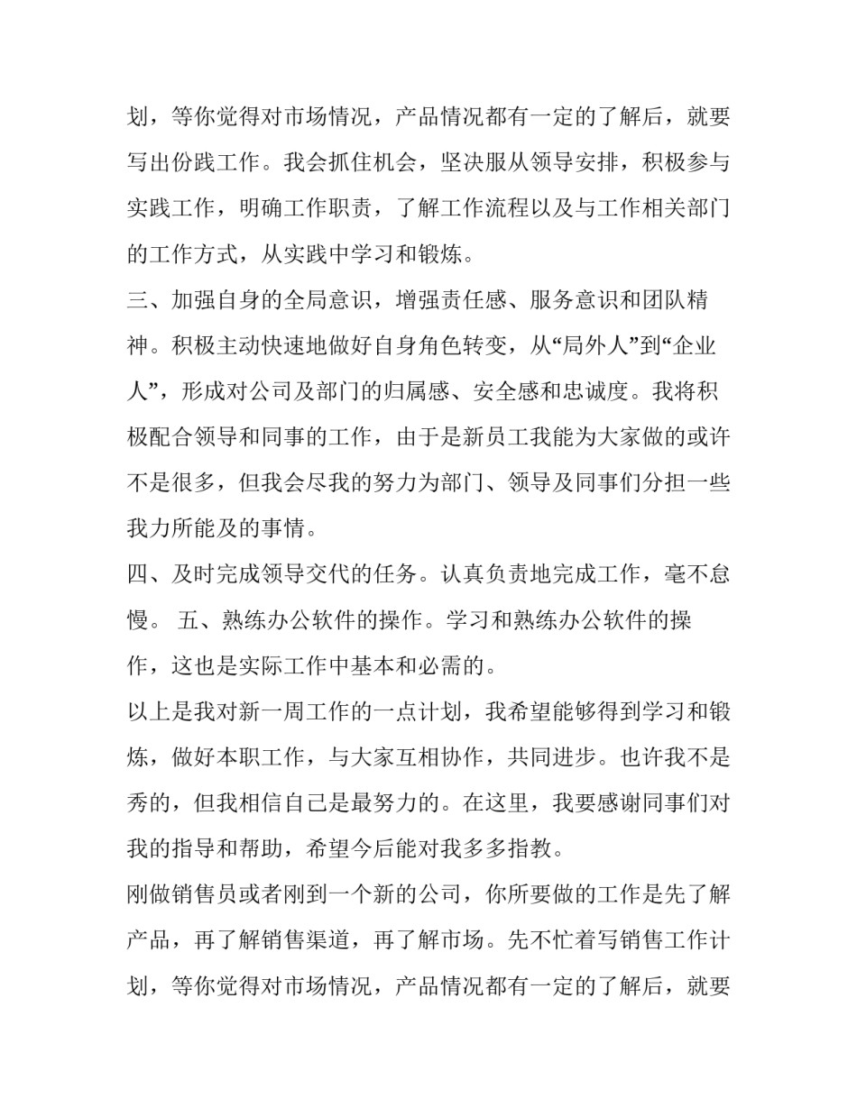 2023年新入职员工工作计划(模板11篇)_第3页
