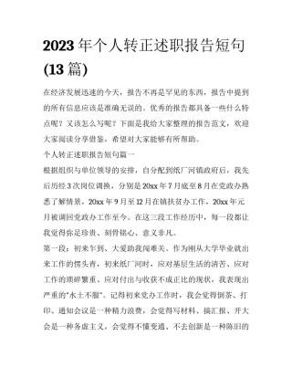 2023年个人转正述职报告短句(13篇)