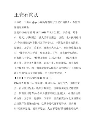 王安石简历