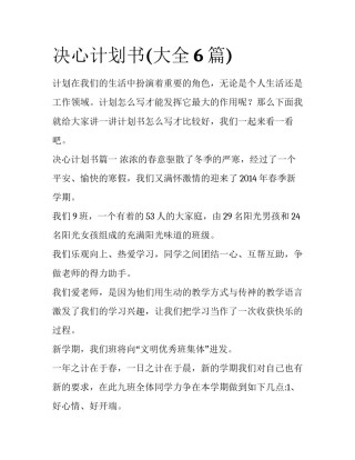 决心计划书(大全6篇)