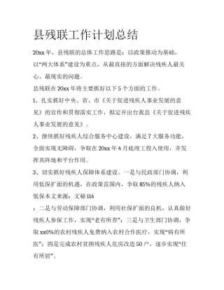 县残联工作计划总结