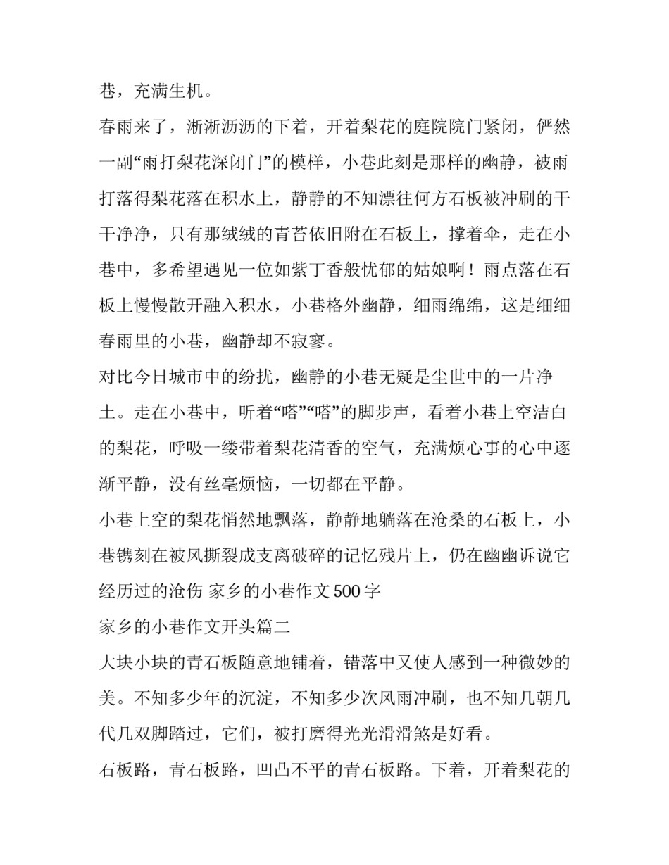 家乡的小巷作文500字 家乡的小巷作文开头(三篇)_第2页