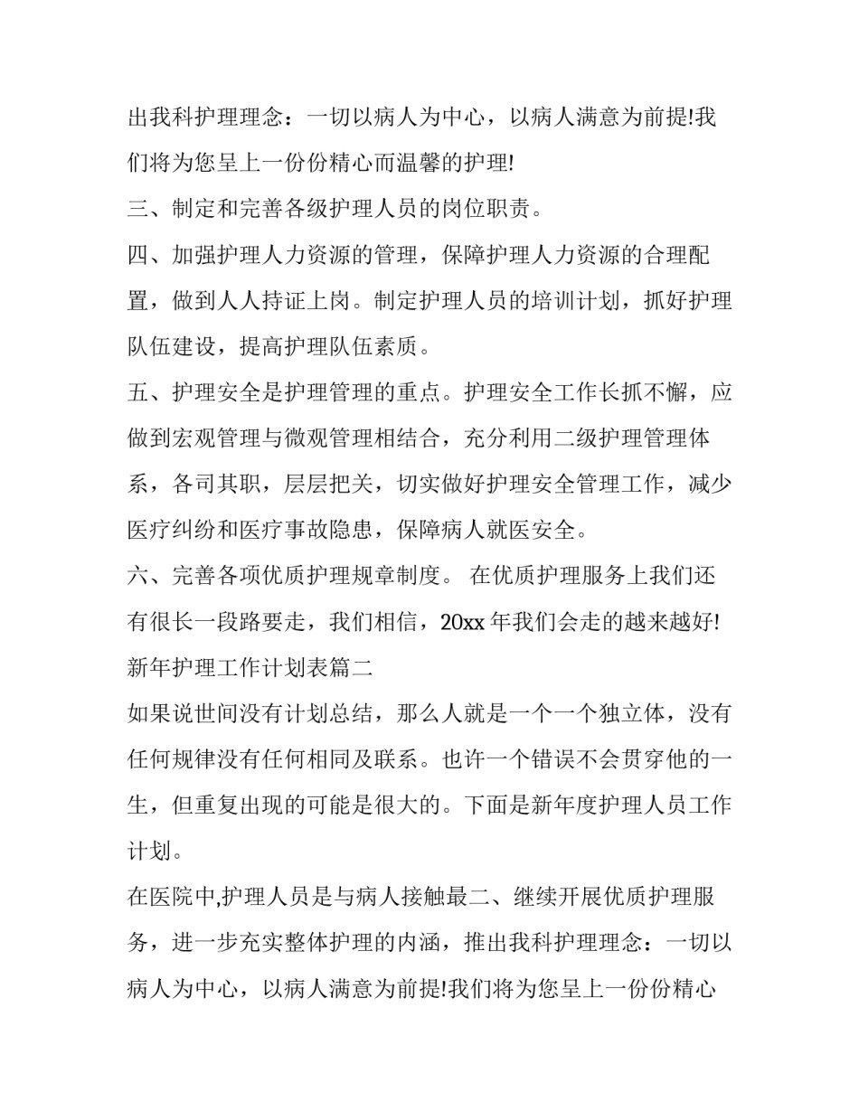 新年护理工作计划表(6篇)_第2页