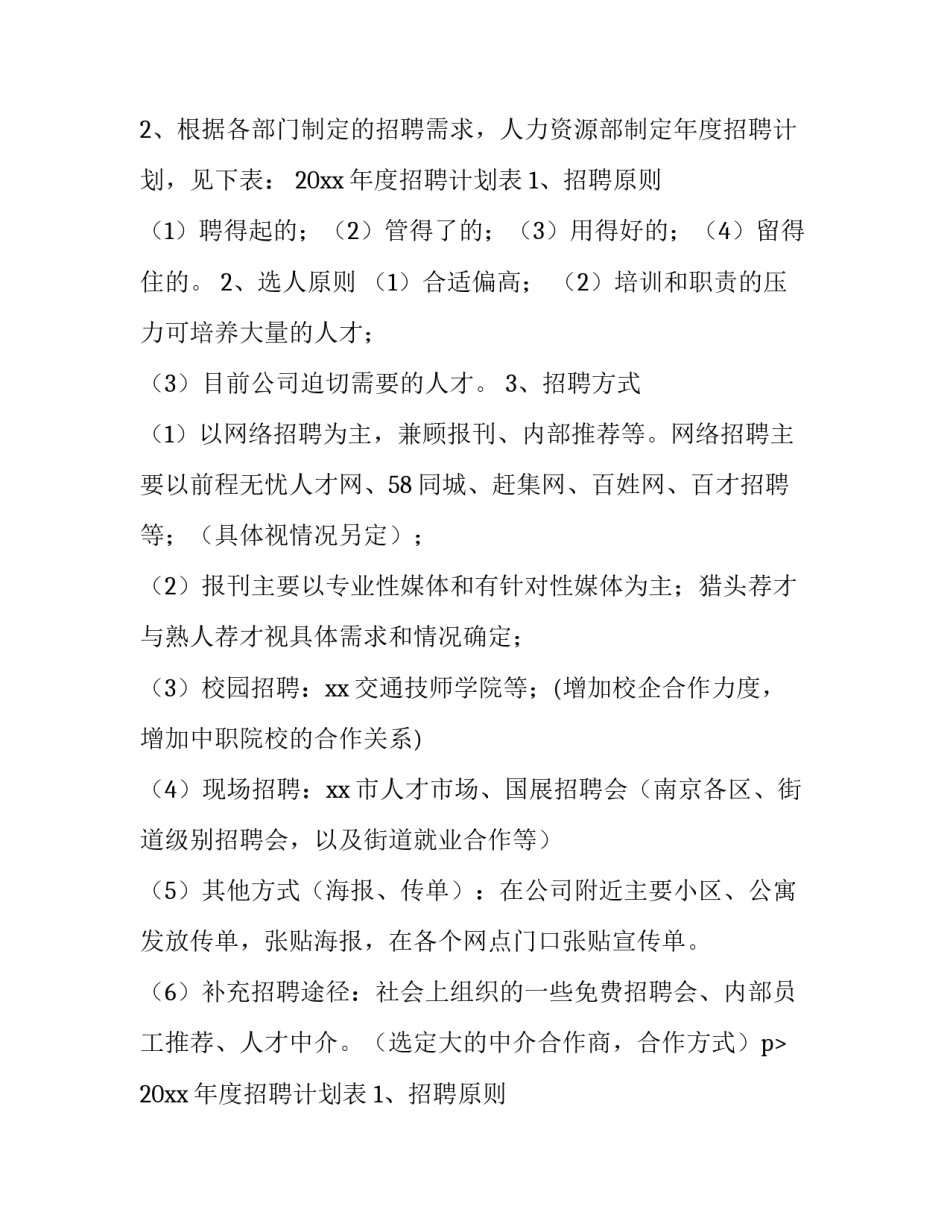 招聘计划书 招聘计划如何制定(3篇)_第2页