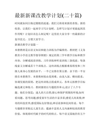最新新课改教学计划(二十篇)
