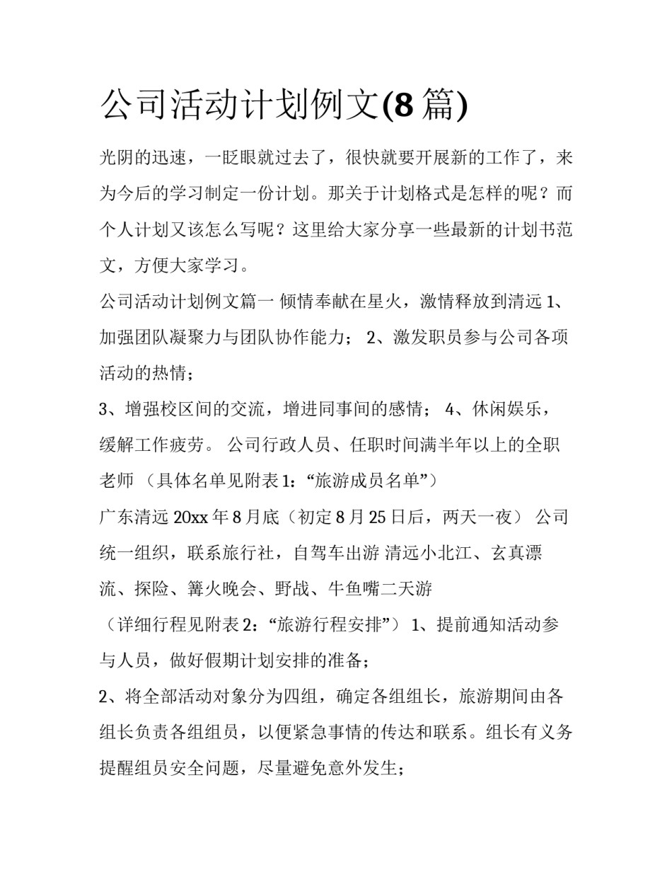 公司活动计划例文(8篇)_第1页