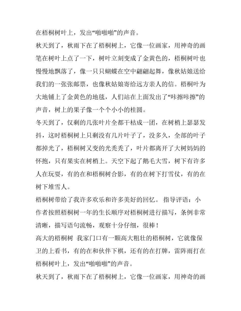 关于家门口的梧桐树的作文_第2页