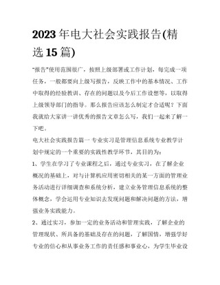 2023年电大社会实践报告(精选15篇)