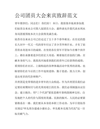 公司团员大会来宾致辞范文