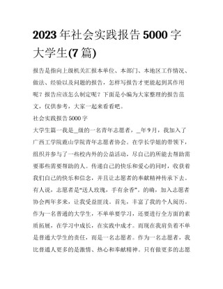 2023年社会实践报告5000字 大学生(7篇)