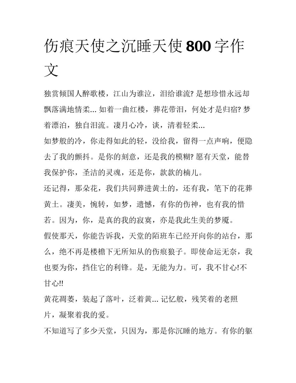 伤痕天使之沉睡天使800字作文_第1页