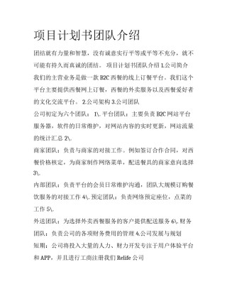 项目计划书团队介绍