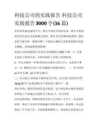科技公司的实践报告 科技公司实践报告3000字(16篇)