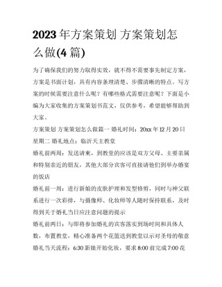 2023年方案策划 方案策划怎么做(4篇)