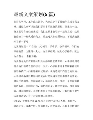 最新文案策划(5篇)