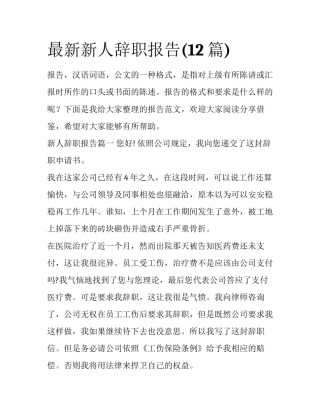 最新新人辞职报告(12篇)