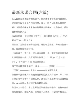 最新承诺合同(六篇)