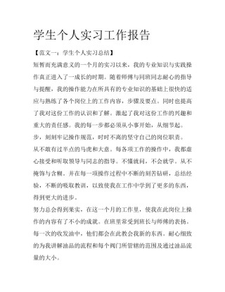 学生个人实习工作报告