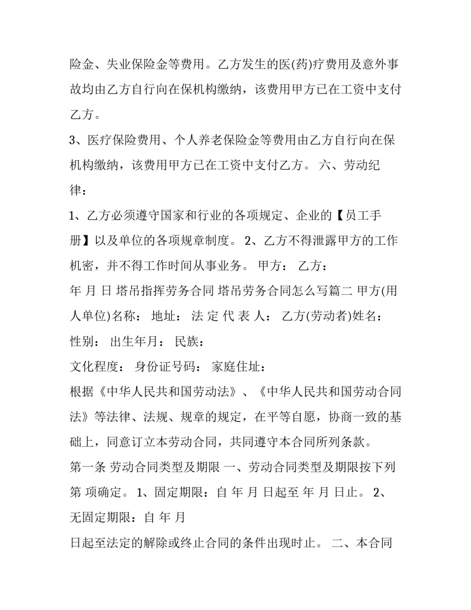 塔吊指挥劳务合同 塔吊劳务合同怎么写(三篇)_第3页