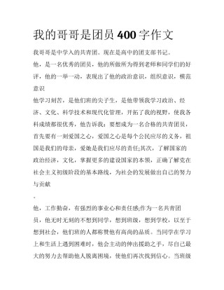 我的哥哥是团员400字作文