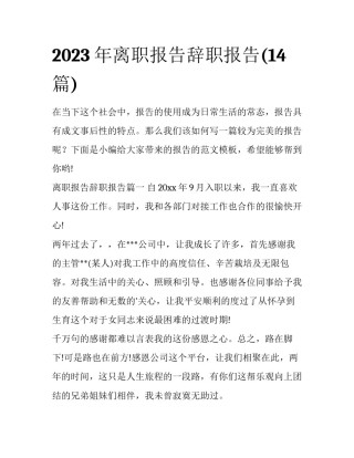 2023年离职报告辞职报告(14篇)