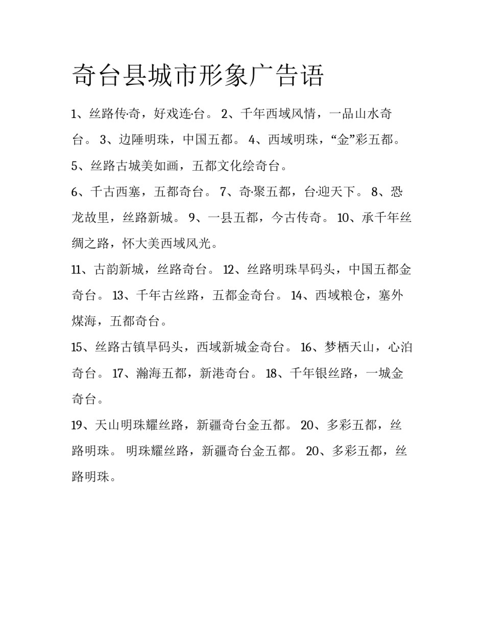 奇台县城市形象广告语_第1页