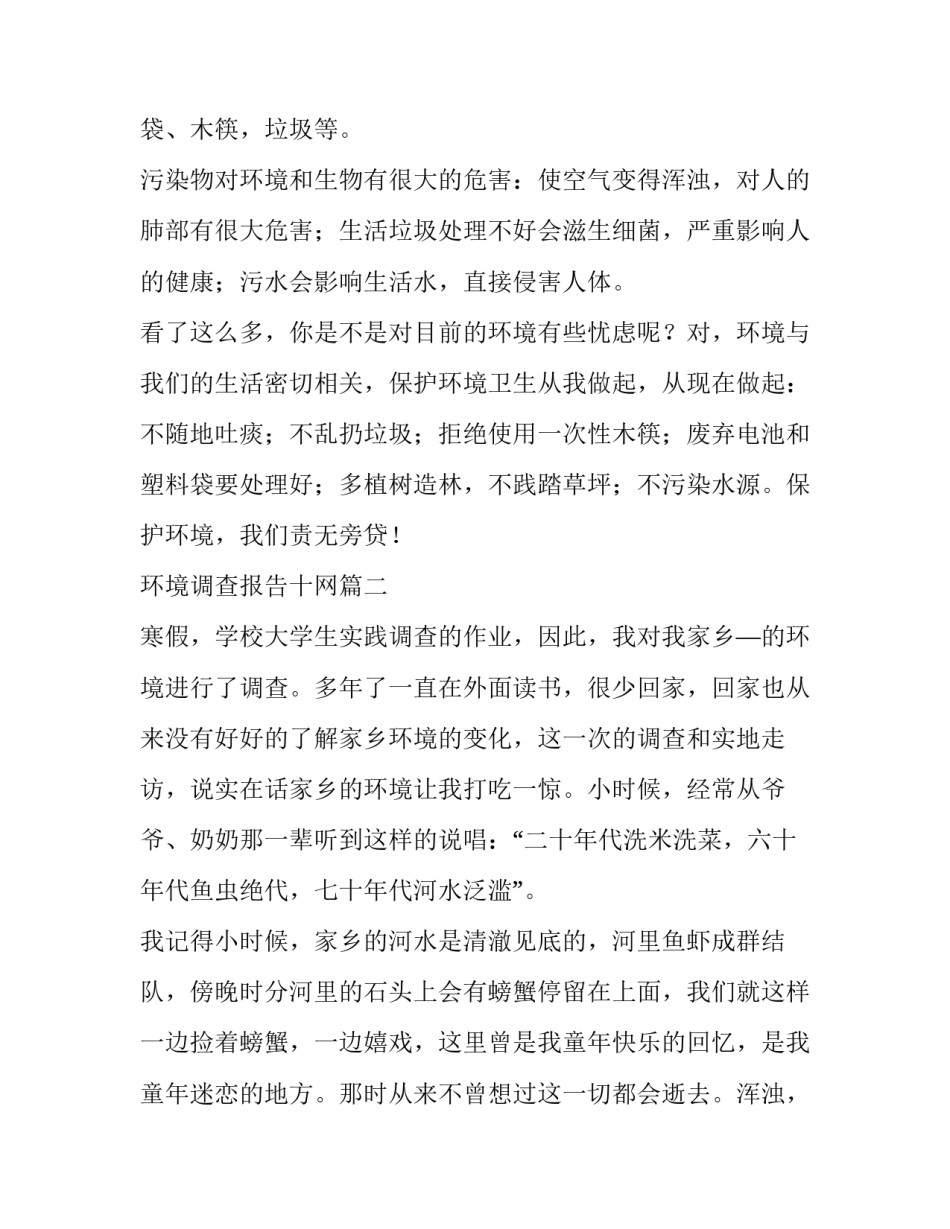 最新环境调查报告十网(实用14篇)_第2页