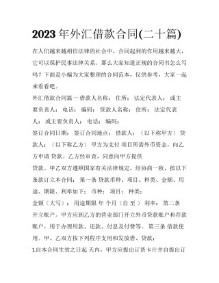 2023年外汇借款合同(二十篇)