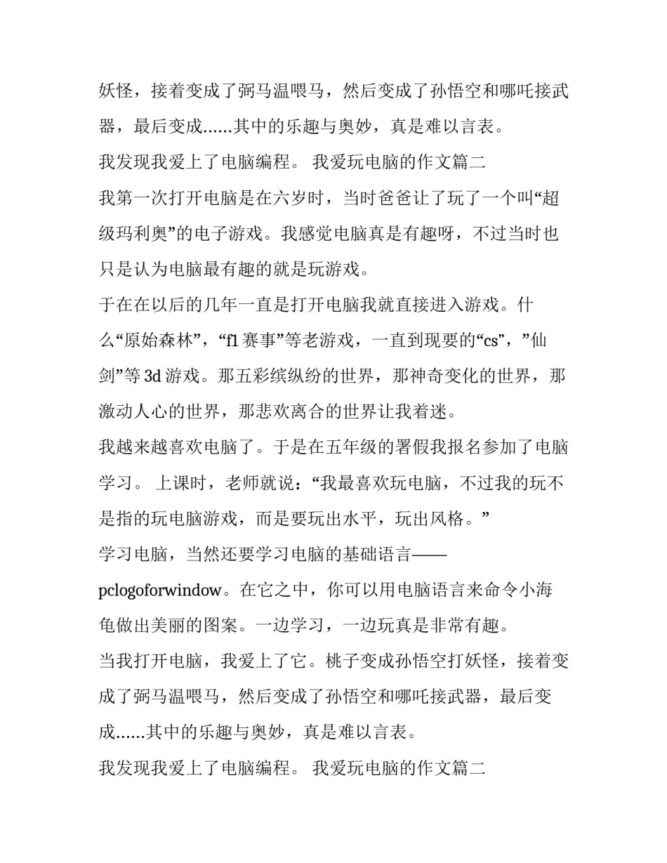 最新我爱玩电脑的作文(3篇)_第2页