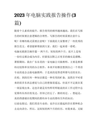 2023年电脑实践报告操作(3篇)