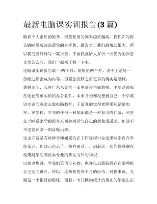 最新电脑课实训报告(3篇)