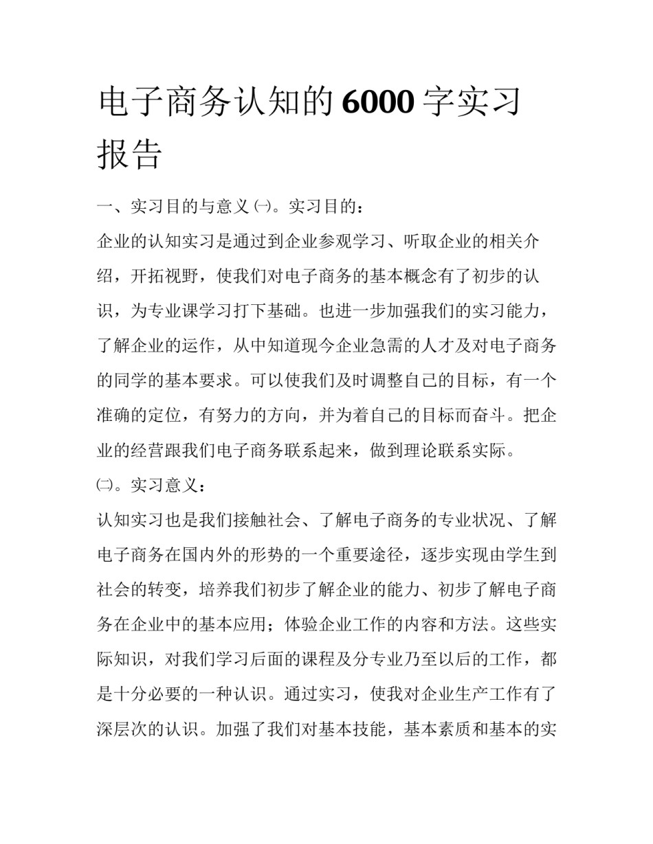 电子商务认知的6000字实习报告_第1页