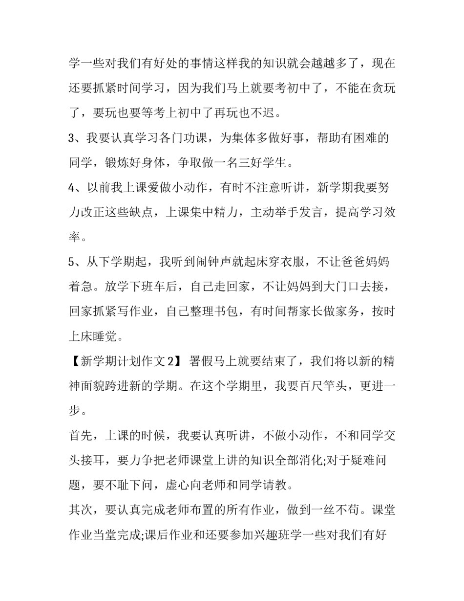 新学期计划作文300字【精选】_第2页