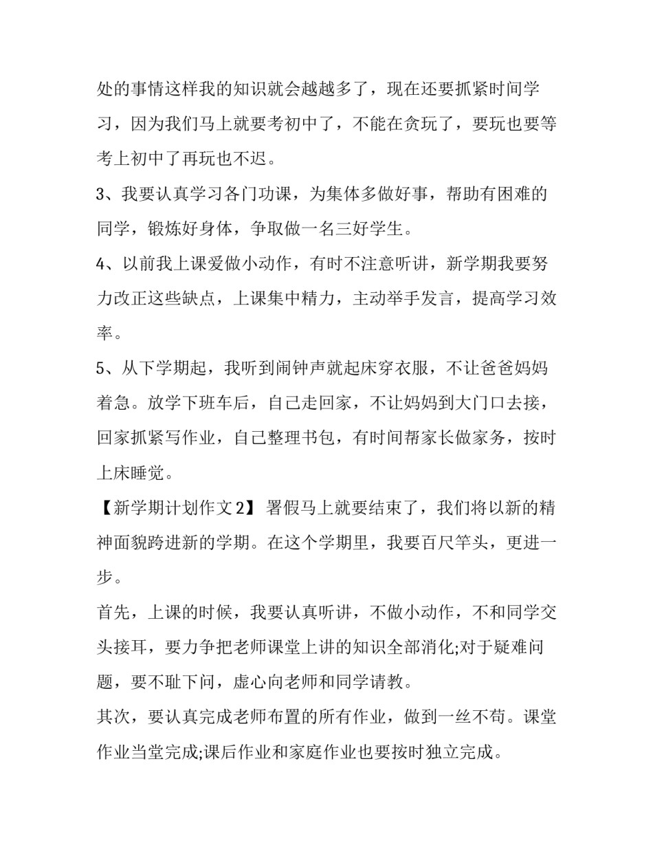 新学期计划作文300字【精选】_第3页
