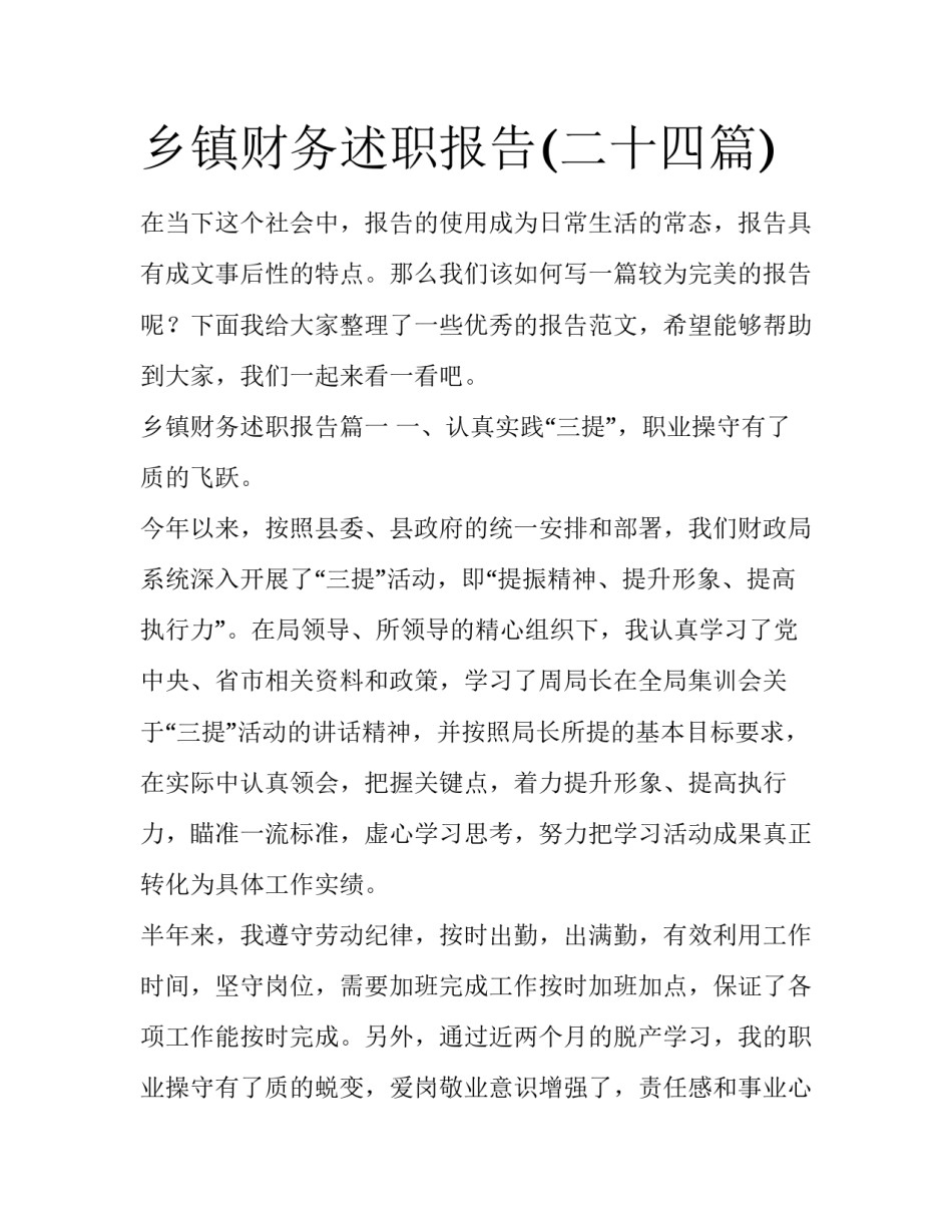 乡镇财务述职报告(二十四篇)_第1页