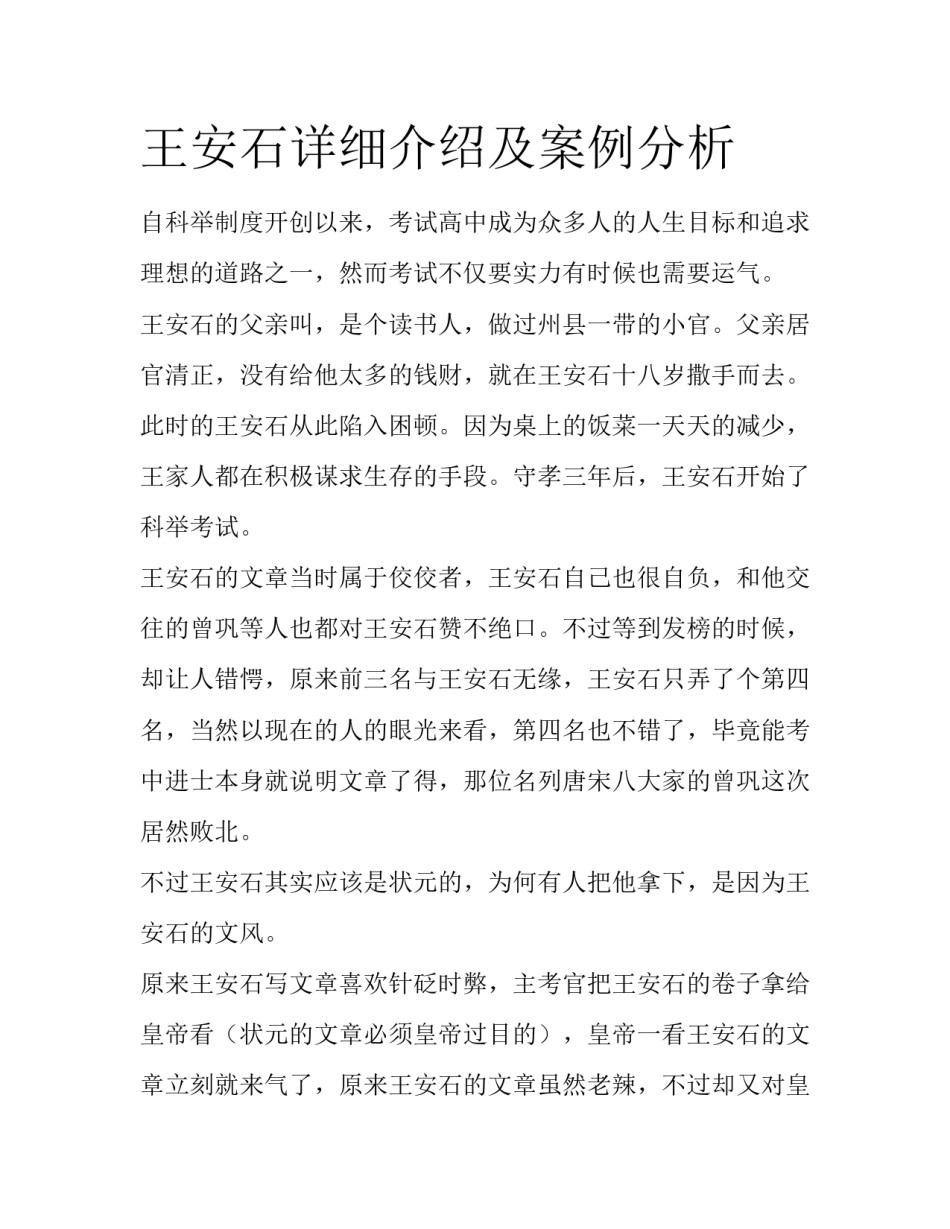 王安石详细介绍及案例分析_第1页