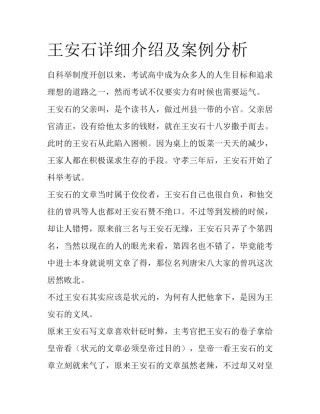 王安石详细介绍及案例分析